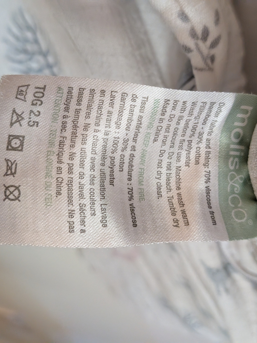 Muslin Kids Sleep Sack - Gray Trim with Pink & Gray Woodland Print - Picture 3 of 5